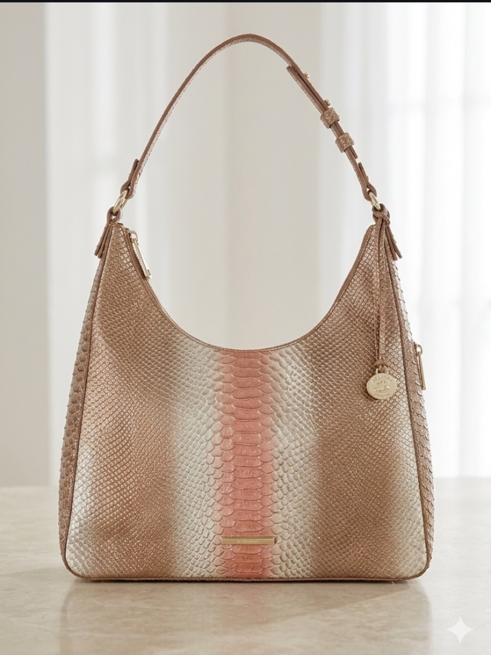 Brahmin Natural CocoBay Tabitha Metallic Leather Ombre Snake Shoulder Bag
